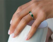 3-Stone Princess-Green-Emerald Engagement Ring in 14K Rose Gold 2.20mm Width Band (Setting Price) | James Allen