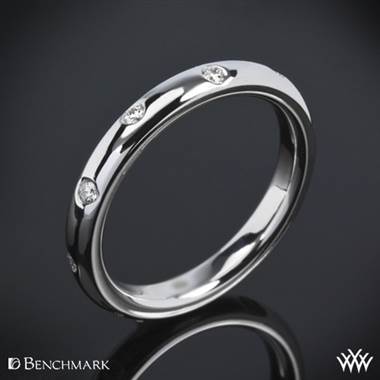 3mm 14k White Gold Benchmark "Scattered" Diamond Wedding Ring