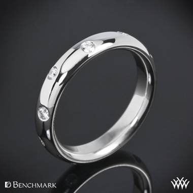 4mm 14k White Gold Benchmark "Scattered" Diamond Wedding Ring