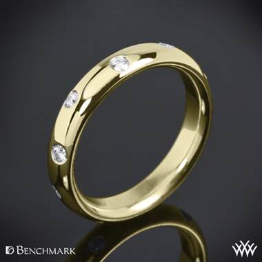 4mm 14k Yellow Gold Benchmark "Scattered" Diamond Wedding Ring