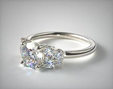 .50ctw Side-Stone Cluster Engagement Ring in 18K White Gold 2.00mm Width Band (Setting Price)