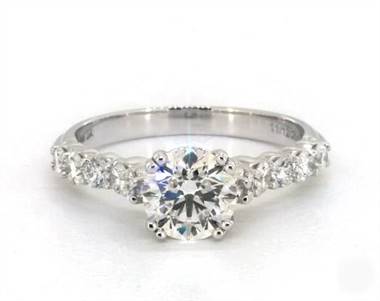 .52ctw 10-Diamond Cathedral Engagement Ring in 2.4mm 14K White Gold (Setting Price)