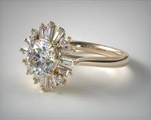 .55ctw Romantic Baguette Halo Engagement Ring in 14K Yellow Gold 2.20mm Width Band (Setting Price) | James Allen