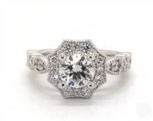 .58ctw Octagon Halo Art Deco Engagement Ring in Platinum 3.20mm Width Band (Setting Price) | James Allen