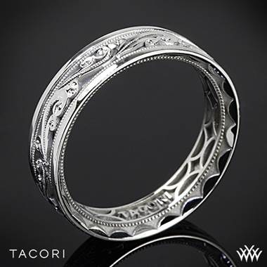6mm Platinum Tacori 104-6 Sculpted Crescent Eternity Wedding Ring