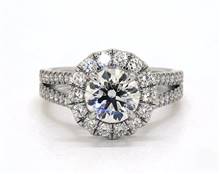 .7ctw Grande Halo Split Shank Engagement Ring in Platinum 4mm Width Band (Setting Price) | James Allen