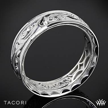 7mm 18k White Gold Tacori 104-7 Sculpted Crescent Eternity Wedding Ring