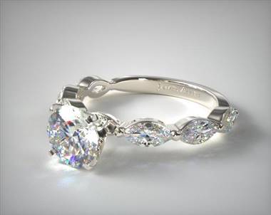 .8ctw Six Stone Marquise Diamond Engagement Ring in 18K White Gold 2.00mm Width Band (Setting Price)