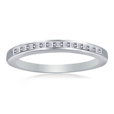 Ageless Channel Set Princess Cut Diamond Band in 18K White Gold (1/5 cttw)