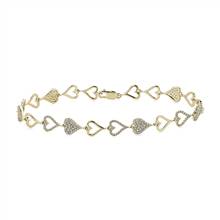 Alternating Diamond Heart Link Bracelet in 14k Yellow Gold (3/4 ct. tw.)? | Blue Nile