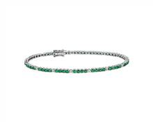 Alternating Emerald and Diamond Bracelet In 14k White Gold | Blue Nile