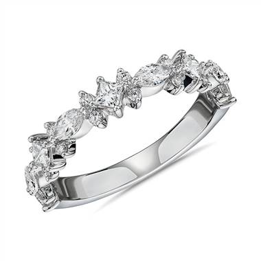"Alternating Mixed Fancy Diamond Wedding Ring in 14k White Gold (3/4 ct. tw.)"