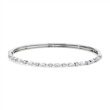 Alternating Round and Marquise Diamond Bangle in 14k White Gold (1 1/4 ct. tw.)