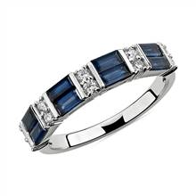 Alternating Sapphire Baguette and Diamond Ring in 14k White Gold | Blue Nile