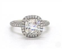 Amazing Cushion Halo Pave .24ctw Engagement Ring in 14K White Gold 1.80mm Width Band (Setting Price) | James Allen
