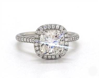 Amazing Cushion Halo Pave .24ctw Engagement Ring in 14K White Gold 1.80mm Width Band (Setting Price)