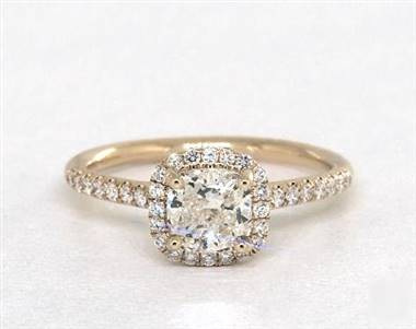 Amazing Cushion Halo Pave .24ctw Engagement Ring in 14K Yellow Gold 1.80mm Width Band (Setting Price)