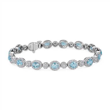 Aquamarine and Diamond Bracelet in 18k White Gold