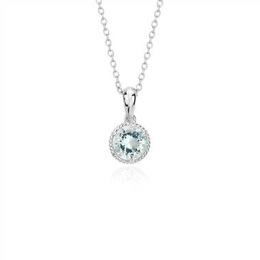 "Aquamarine Rope Pendant in Sterling Silver (7mm)"