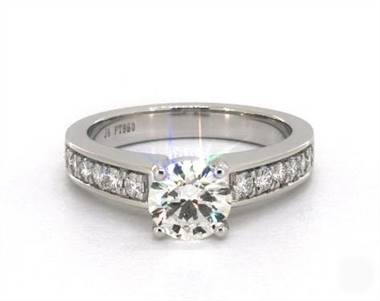 Arched Shoulder Channel Set Engagement Ring in Platinum 4mm Width