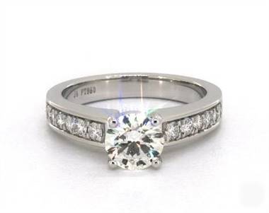 Arched Shoulder Channel-Set Engagement Ring in Platinum 4mm Width Band (Setting Price)