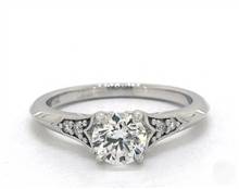 Art Deco Fleur-De-Lis Profile Engagement Ring in 14K White Gold 1.80mm Width Band (Setting Price) | James Allen