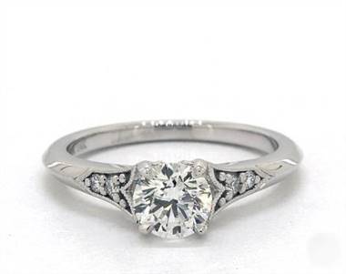 Art Deco Fleur-De-Lis Profile Engagement Ring in 14K White Gold 1.80mm Width Band (Setting Price)