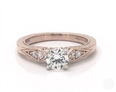 Art-Deco Inspired Milgrain Engagement Ring in 14K Rose Gold 1.80mm Width Band (Setting Price)