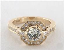 Art Deco Octagonal-Halo Milgrain Pave Engagement Ring in 14K Yellow Gold 4mm Width Band (Setting Price) | James Allen