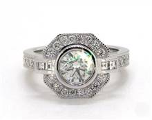 Art Deco Octagonal-Halo Milgrain Pave Engagement Ring in Platinum 4mm Width Band (Setting Price) | James Allen