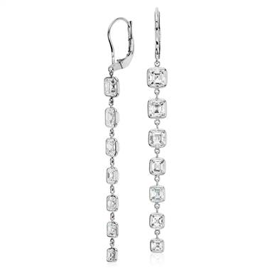 Asscher-Cut Bezel-Set Diamond Drop Earrings in 18k White Gold (6 ct. tw.)