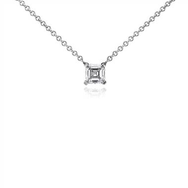 Asscher Diamond Solitaire Pendant in 14k White Gold (1/2 ct. tw.)