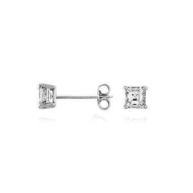 Asscher Diamond Stud Earrings in 14k White Gold (3/4 ct. tw.)