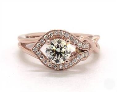 Asymmetrical Love Knot Vintage Engagement Ring in 14K Rose Gold 5.00mm Width Band (Setting Price)