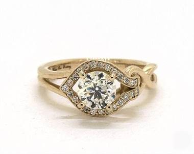 Asymmetrical Love Knot Vintage Engagement Ring in 14K Yellow Gold 5.00mm Width Band (Setting Price)