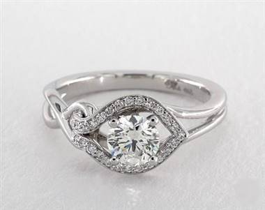 Asymmetrical Love Knot Vintage Engagement Ring in 18K White Gold 5.00mm Width Band (Setting Price)