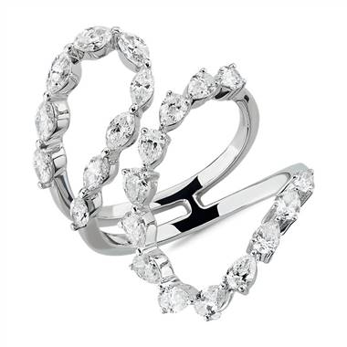 Avant-Garde Twist Fancy Cut Diamond Fashion Ring in 14k White Gold (1 7/8 ct. tw)