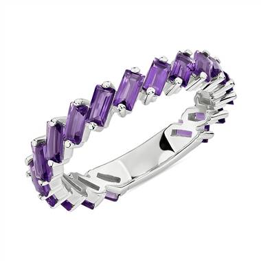 Baguette Amethyst Ring in Sterling Silver