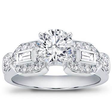 Baguette and Pave Engagement Setting (0.58 CTTW)