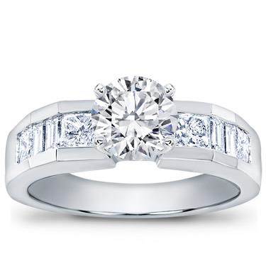 Baguette and Princess-Cut Engagement Setting