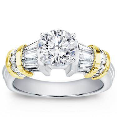 Baguette and Round Diamond Engagement Setting