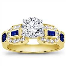 Baguette, Pave, and Sapphire Engagement Setting | Adiamor