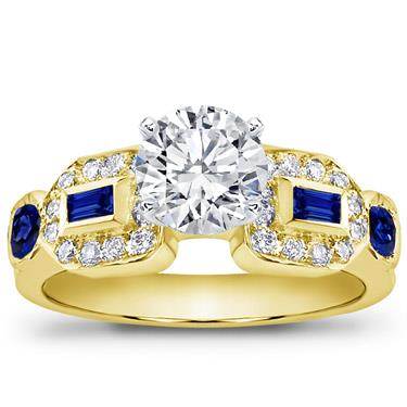 Baguette, Pave, and Sapphire Engagement Setting