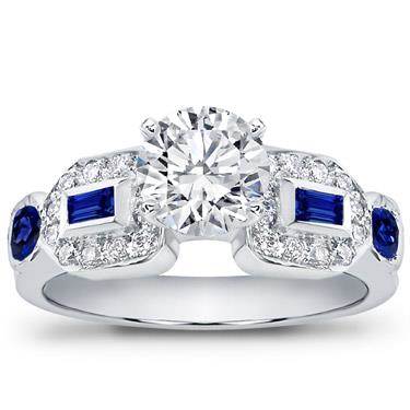 Baguette, Pave, and Sapphire Engagement Setting