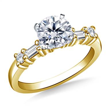 Baguette & Round Diamond Engagement Ring in 14K Yellow Gold (1/3 cttw.)