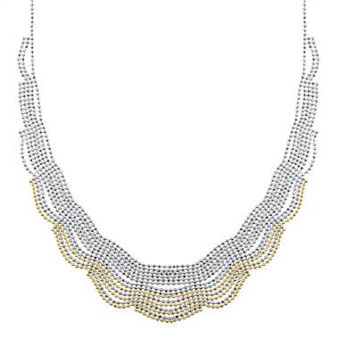 Balinese Beaded Necklace in 14K Yellow Gold and Sterling Silver