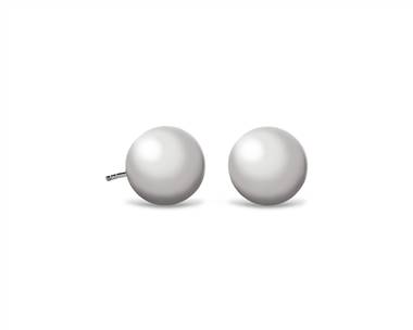 Ball Stud Earrings In 14k White Gold (10mm)