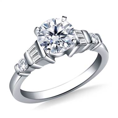 Bar Set Diamond Accent  Engagement Ring in 14K White Gold (1/3 cttw.)