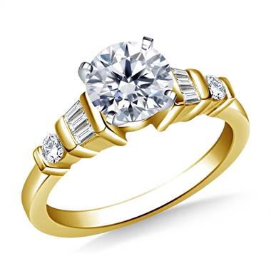 Bar Set Diamond Accent  Engagement Ring in 14K Yellow Gold (1/3 cttw.)