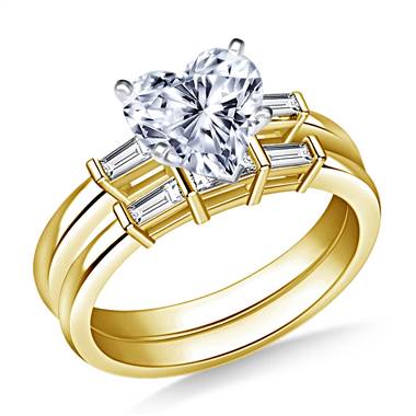 Bar Set Tapered Baguette Diamond Ring with Matching Band in 18K Yellow Gold (3/8 cttw.)
